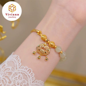Viviann Original high-quality pure silver Design 金玉满堂 Hotan Jade Embroidery Bracelet Girls Silver Plated Retro Delicate Bracelet Jade Beads Bracelet For Women Crystal Jades Jewelry Jade Bangle Bracelets