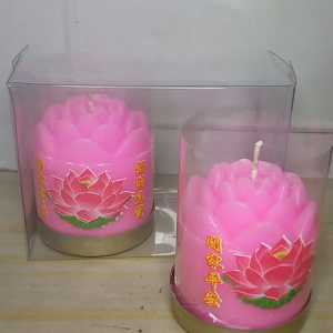 Lilin Teratai Pink 1/2 Kati Lilin Sembahyang Dekorasi 24 Jam 1 Set