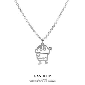 SANDCUP Sweet Cool Hollow out Small New Necklace Trendy Cute Simple Match All Student INS Cartoon Accessories Sweater Chain