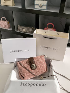 Pink Leather Jacobon Chain Bag Womens New Style Small Winter Luxury Crossbody Soft Shell Casual Magnetic Buckle Closure