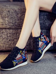 New 2025 Womens Embroidered Beijing Cloth Shoes Ethnic Style High Top Slip-On Casual Travel Comfortable Plant Floral Pattern