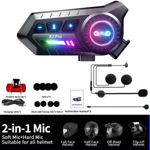 1/2pcs Motorcycle Bluetooth Headset Helmet Intercom 500m Distance Waterproof 1000mAh Interphone