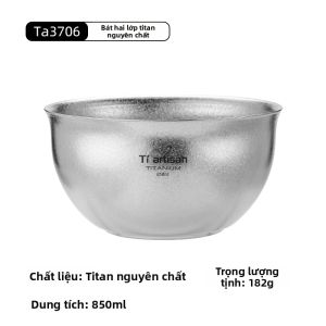 Tiartisan | Bát hai lớp bằng titanium nguyên chất nhẹ và tiện mang theo