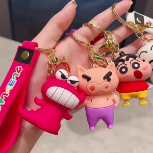 Bandai | Classic Crayon Shin chan Crayon Keychain Dinosaur Little White Crocodile Doll Cute Pendant for Friends Birthday Gift