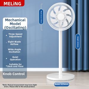 MeiLing Standing Desk Fan Powerful Flat Blade Oscillating Head for Bedroom Home Use Portable Electric Fan 3 Speeds 2 Year Warranty