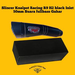 Slincer Knalpot Racing R9 H2 black Inlet 50mm Suara fullbass mantap
