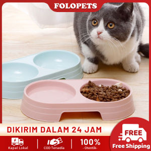 FOLOPETS Mangkuk Double Kucing Anti Licin Anti Semut 2 in 1 Kotak Makanan Kucing Anjing Aksesoris Hewan
