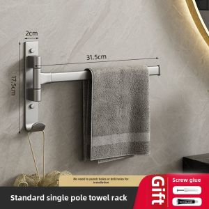 Rotating Wall Mounted Corner Bathroom Towel Rack No Drilling Multi Rod Bath Towel Storage Holder Corner Bathroom Accessories