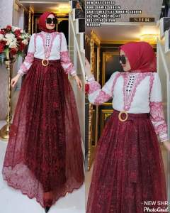 NEW!! MAXI DRES QUUEN CERUTY MIX ORGANZA BRUKAT PREMIUM SHR