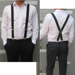 1Pc Adjustable Elastic Suspenders X Back Braces 2.5cm Width 4 Clips For Men And Women Pants Support