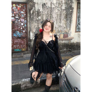 Spring Summer Anne Pure Desire Lace Trimmed Short Skirt Women plus Size Black Dress Set Sweet And Spicy Style A-Line Silhouette