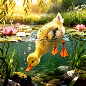 Huacan Full Square Round Diamond Painting Duckling Water Lily Diamond Mosaic Animal Landscape New 2026 Craft Kit