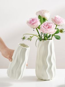 Modern Minimalist Ceramic Flower Vase Cream White Fresh Flower Arrangement Living Room Dining Table Decoration Home Ornaments