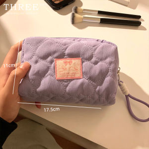 Tlife Macaron Style Cosmetic Bag Portable Large Capacity Toiletry Bag Storage Pouch for Travel Sweet Heart Pattern Solid Color