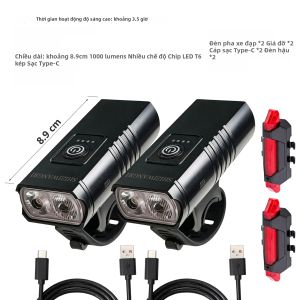 SHIZIWANGRI | Bộ Đèn Xe Đạp Sạc Lại SHIZIWANGRI 2T6 Có Đèn Báo Pin 6 Chế Độ Đèn Pha Và Đèn Hậu Xe Đạp Giúp Tăng Cường Tầm Nhìn