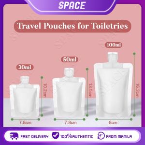 30/50/100ml Portable Travel Fluid Makeup Packing BagTransparent Clamshell Packaging Bags Stand Up Fluid Makeup Bags for Women Girls Travel Supplies