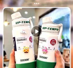 DODGE กระบอกน้ำร้อน-เย็น มีหลอด+หูหิ้ว สแตนเลสsus316 พกพาง่าย ขนาด 500 mL/830 mL สีสวย