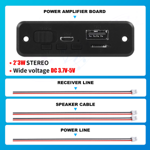 6W Bộ Khuếch Đại DIY MP3 Player Bluetooth 5.0 Đài FM USB Đầu Đọc Thẻ TF Ghi Âm Cuộc Gọi Loa Ban Cho Lắp Đặt Trên Ô Tô