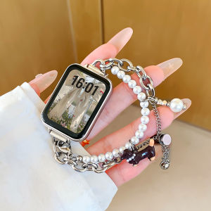 Uhada Fashion Metal Dog Bead Bracelet Band for Xiaomi Mi Band 9 pro Womens Wristband Sausage Dog Chain High-End Feelings