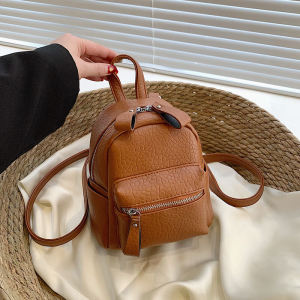 Mini Double Shoulder Bag Womens Fashion Korean Style Shopping Trendy Single Shoulder Bag Girls Casual PU Leather Backpack