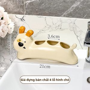 XIAOHUANGLU | Giá đựng bàn chải đánh răng bằng gốm sứ hình chó dễ thương