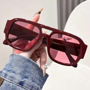 Fashion Double Bridges Square Sunglasses Women Candy Color Retro Wide Legs Men Sun Glasses Shades UV400