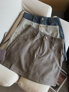 GUZILIAN | High Waist Short A-Line Skirt Womens Early Autumn Mini Skirt Slimming Half-length Versatile Skirt Commute Simple Style