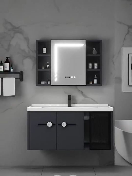 80cm Aluminum Bathroom Sinks Cabinet Basin Set Ceramic Lavatory Sink ...