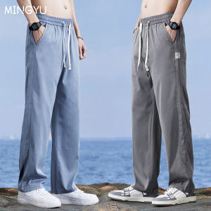 Brand Clothing Summer High Quality Lyocell Fabric Jeans Men Thin Loose Wide Leg Pants Grey Blue Casual Trousers Plus Size M-5XL