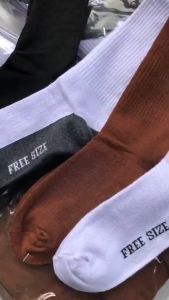 ถุงเท้านักเรียน ยกแพ็ค 12คู่ ถุงเท้าข้อยาว ช/ญ ใส่ได้ ฟรีไซส์ 34-44