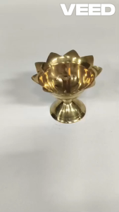Traditional Brass Oil Deepam Lamp for Pooja | Handcrafted Ethnic Diya for Festivals Rituals & Gifting | Classic Design | 3x3 Inch | 90g (Pack of 1)