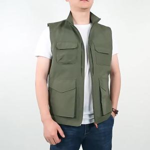 Áo Ghi Lê Nhiều Túi Bốn Mùa Áo Ghi Lê Đi Làm Ngoài Trời Câu Cá Chụp Ảnh Kiểu Mỏng Nhanh Khô Cho Nam Áo Ghi Lê Trung Niên Và Cao Tuổi