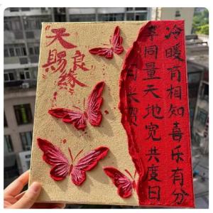 Handmade Lovers Destiny Quartz Sand Acrylic Texture Painting