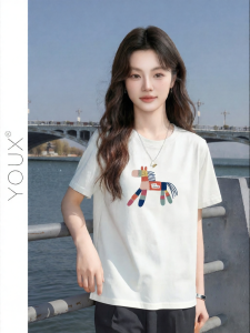 YOUXIANG | Áo Thun Hình Ngựa Đa Màu