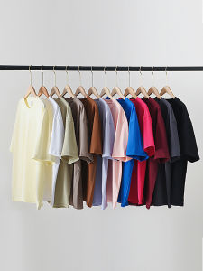 Cotton 220G Heavy Weight Pure Cotton round Neck Short Sleeve T-shirt Female Loose Casual Plus Size Half-Sleeve Base