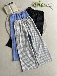 Xanvas | Original Crinkle Shrink Wrap Check A-Line Drawstring Breathable Casual Pants