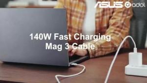 ASUS | Cáp Sạc Từ Tính USB-C ASUS 140W PD Có Đèn LED Báo Hiệu Bọc Nylon Dành Cho Máy Tính Xách Tay MacBook Pro Air M2 M3 M4 M5