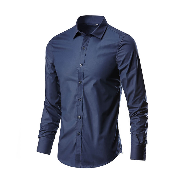 Polo shirt for men formal long sleeve clothing plain business casual ...
