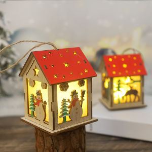 【On Sale】Christmas House Shape Santa Claus Snowman Light Christmas Decorations for Home Merry Christmas Tree Ornament