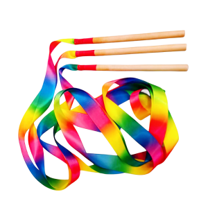 Rainbow Silk Ribbon Dance Stick Childrens Performance Props Colorful Dancing Sashes Artistic Gymnastics Accessories