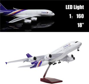 Thai Airways A380 47cm Model airplanes With Stand Light For Souvenir Aviation Enthusiasts Toy plane Gifts