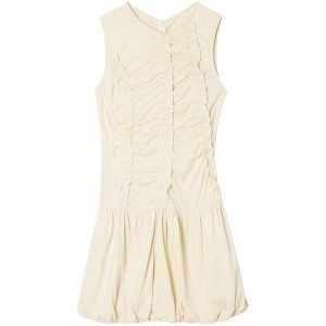SOLWEIGE | High Quality Pure Cotton Short Knitted Sleeveless Dress SOLWEIGE Pumpkin Hem Pleated Design Commute Style Soft Polyester Fiber