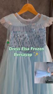 DRESS PRINCESS ELSA DENGAN JUBAH LENGAN PENDEK