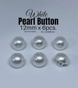 6pcs Pearl Button 12mm Perlas Cream White Crystal (Mushroom) by Lucky888corp