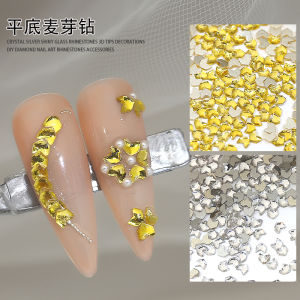Mini Yellow Malt Diamond Nail Ornament Small Size Flats Shaped Golden Transparent White Patchwork Wheat Jewel Nails Decoration