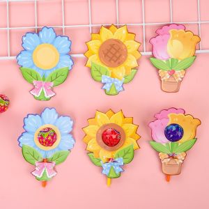 Cute Flower Lollipop Card Paper Candy Decoration Gift Card Birthday Small Card Paper for Kindergarten Primary School Children