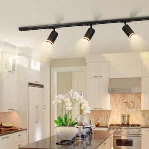 CANMEIJIA LED Track Light GU10  Spotlight 360° Rotating Ceiling Lights Replaceable Bulb Aluminum Track Lamp Rail 3/4 Heads Ceiling Lamp for Living Room Home Bedroom Shop