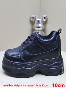 Ultra-Thick Heel 12cm Casual Sports Shoes Spring 2025 Small Size 10cm Versatile Platform Dad Shoes Comfortable Fashionable
