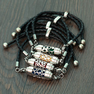 Black Tree Of Life Leather Aromatherapy Bracelet Stainless Steel Diffuser Bracelet Women Essential Oil Perfume Lockets Jewelry