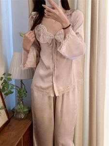 150.00kg Gentle Elegant Pajamas Womens Spring & Fall New Arrival Fancy Lace Lace V Neck Long Sleeves Homewear Two-piece Set
